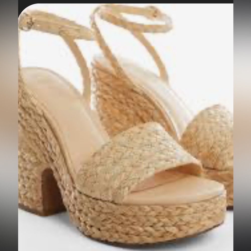 Mango Raffia Braided Platform Heels - image 2